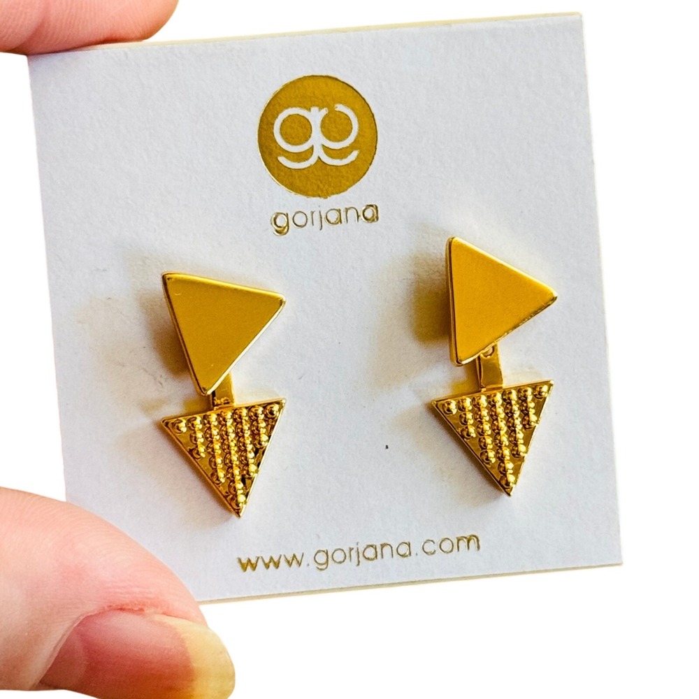 Gorjana 18k Gold Plated Earrings‎ Dangle Geometric Triangle Minimalist NWT